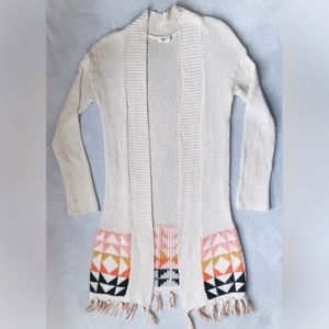 Roxy Boho Southwestern Fringe Cardigan Sweater, Women's Small, Juniors XL